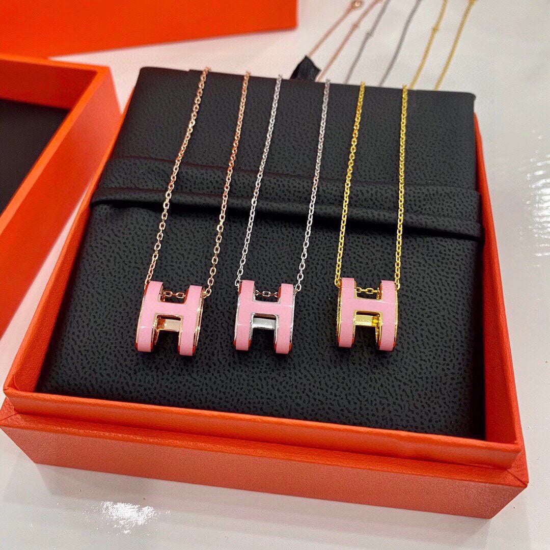 18K Mini Pop Hermès Pink Necklace