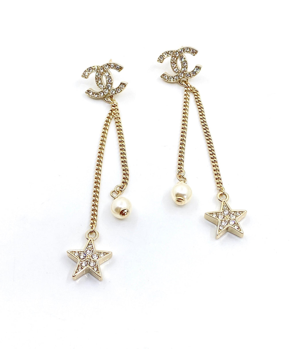 18K Chanel Pearl & Star Earrings