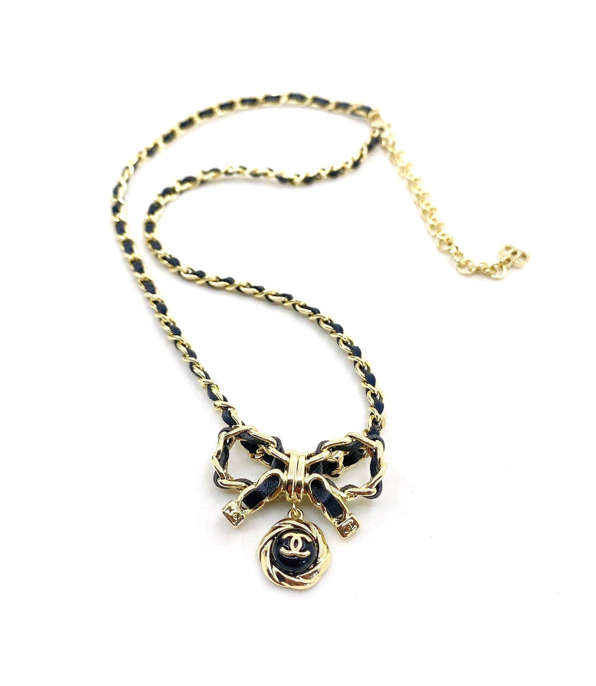 18K Chanel Rhinestone Bow Tie Necklace