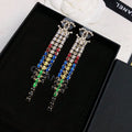 18K Chanel Long Tassel Color Crystal Earrings