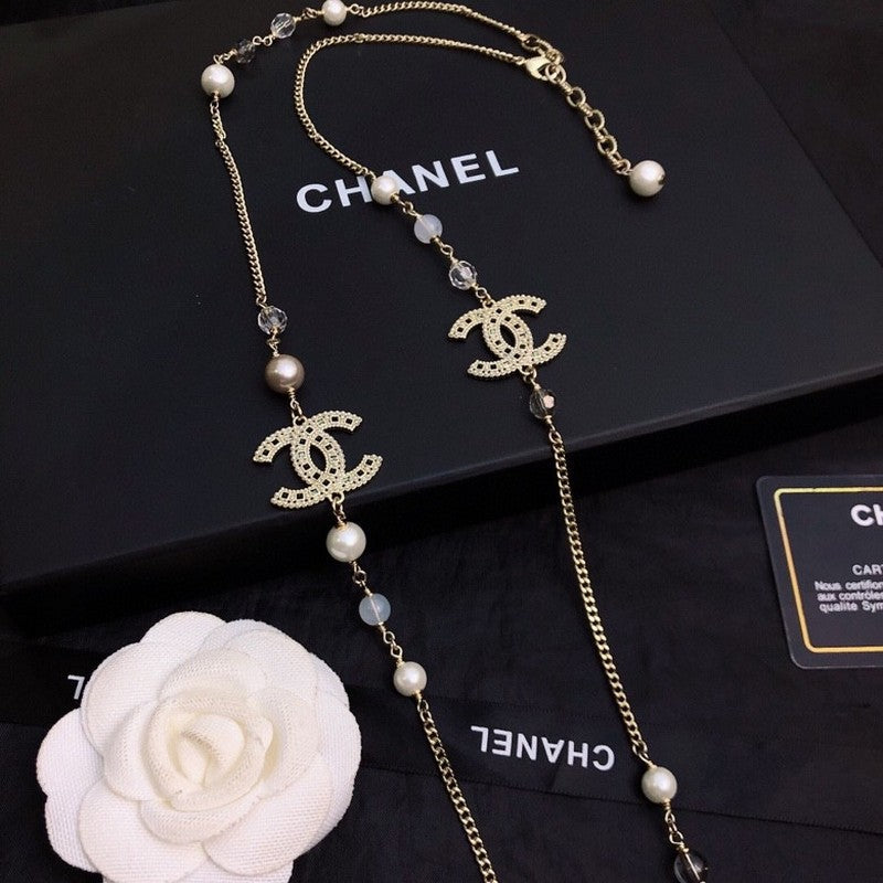18K Chanel Long Pearl Necklace