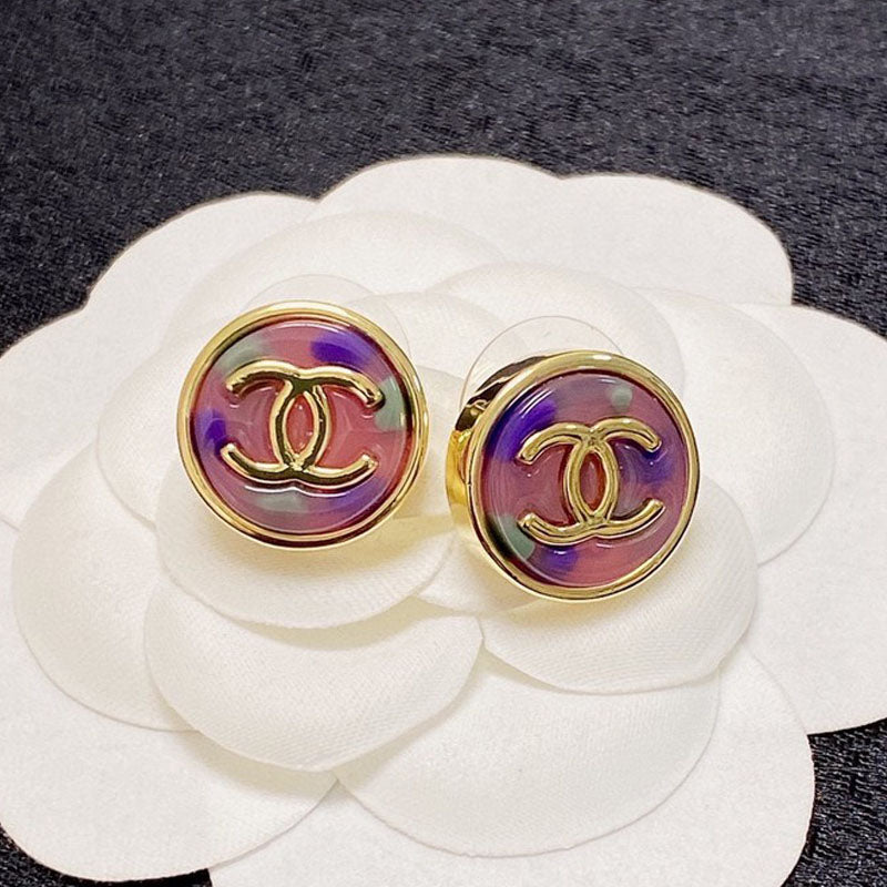 18K Chanel Colorful Round Earrings