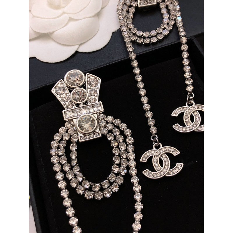18K Chanel Tassel Crystal Earrings