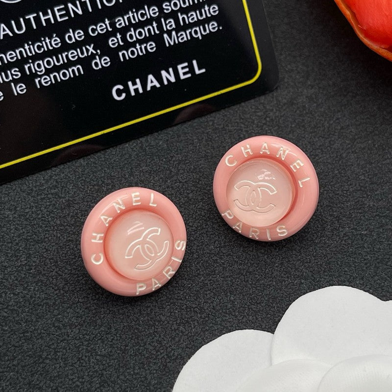18K Chanel Pink Round Earrings