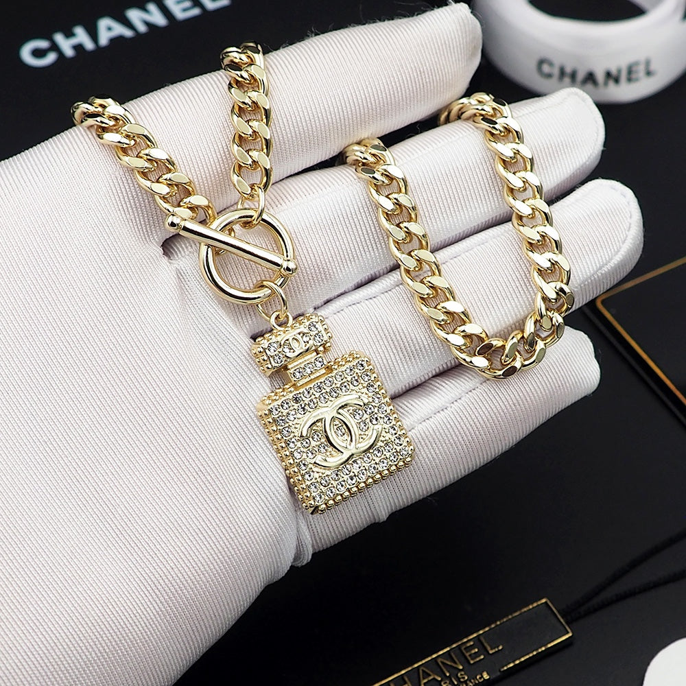 18K Chanel Diamond Perfume Bottle Pendant Necklace