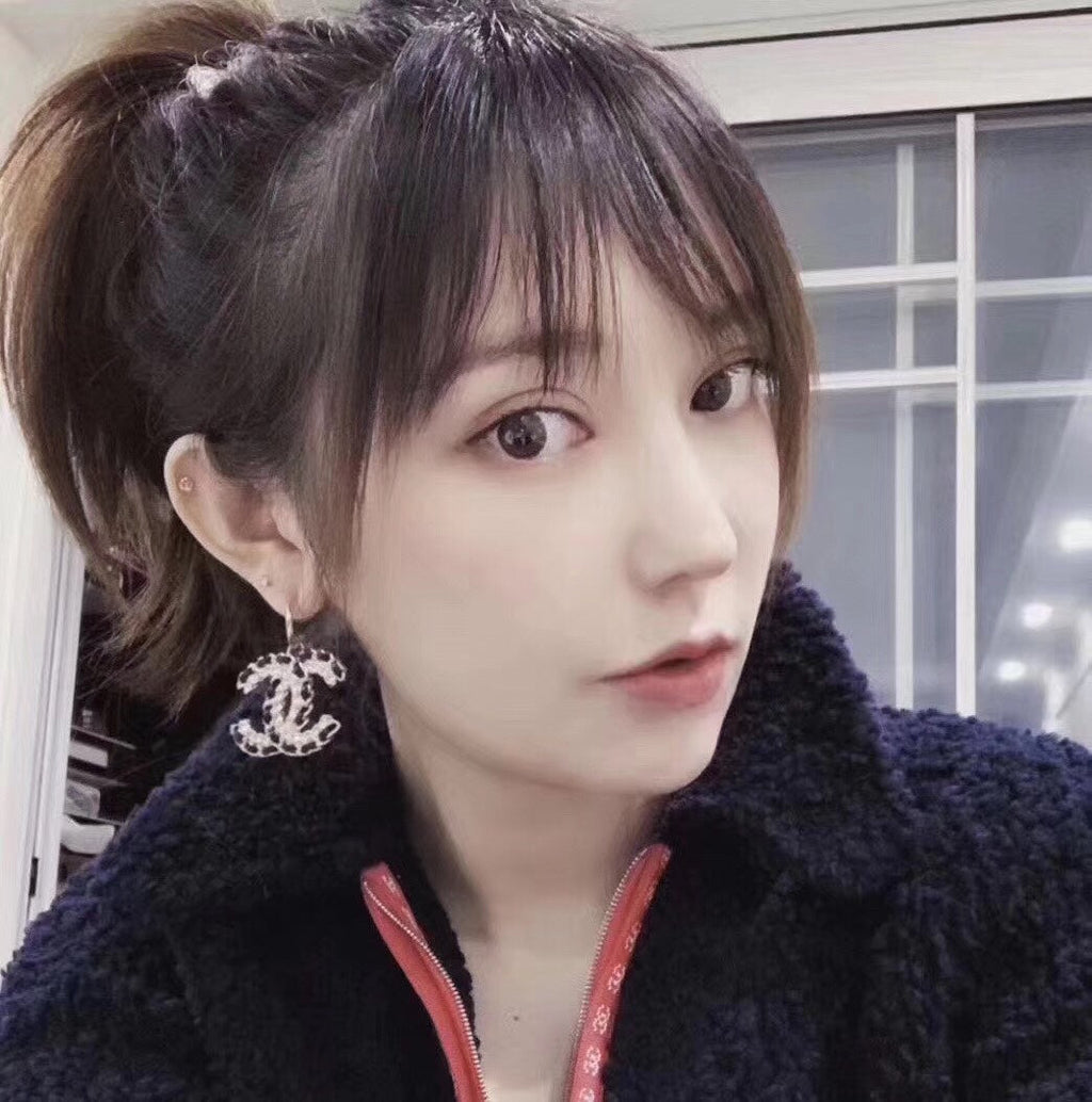 18K Chanel Pendant Leather Earrings