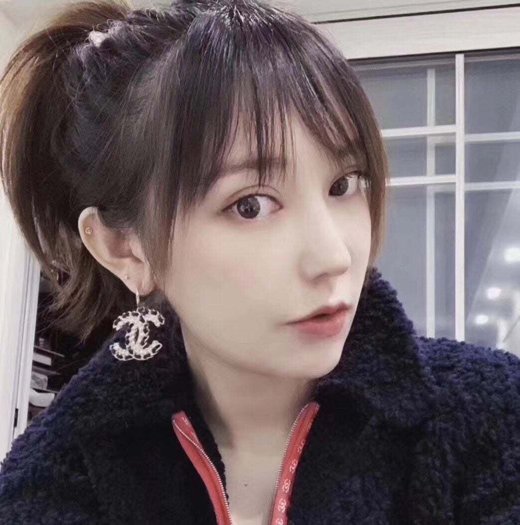 18K Chanel Pendant Leather Earrings