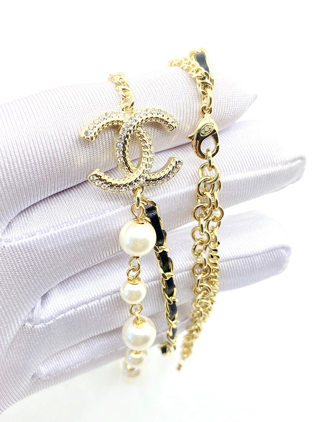 18K Chanel Pearls Strass Choker Necklace