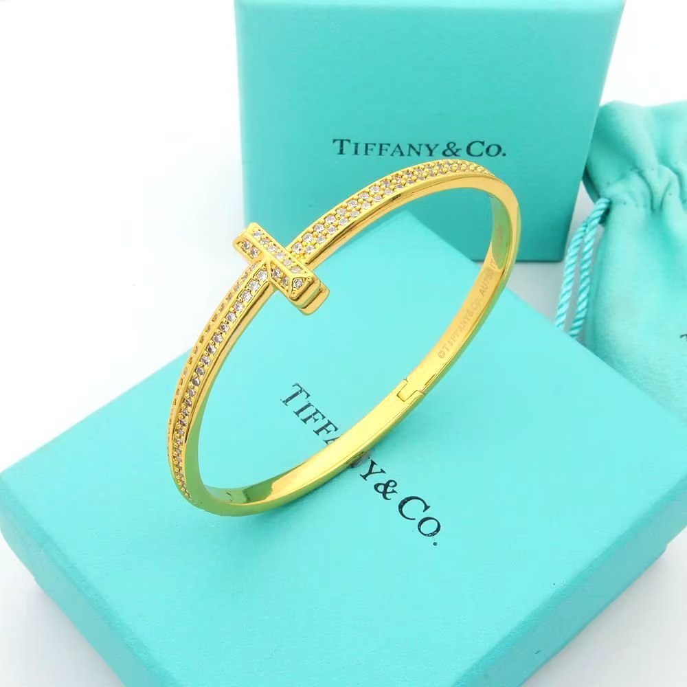 18K Tiffany & Co. T1 Wide Diamond Bangle Bracelet