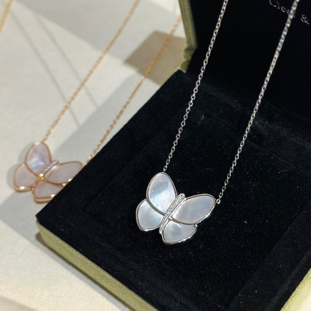 18K Van Cleef & Arpels Butterfly Pearl Necklace