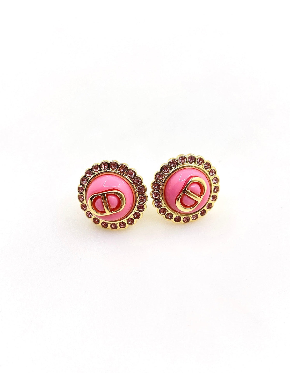 18K Chanel Pink Crystal Earrings