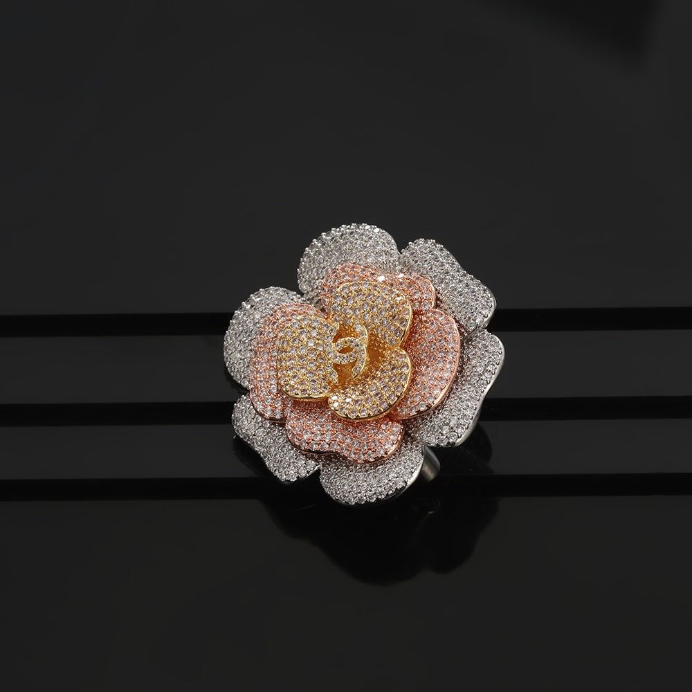 18K Chanel Camellia Pink Diamonds Brooch