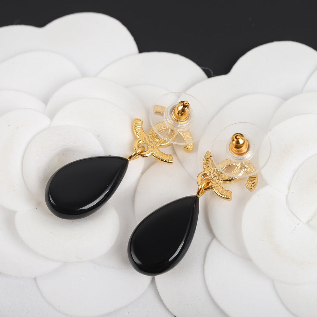 18K Chanel Camellia Pendant Earrings