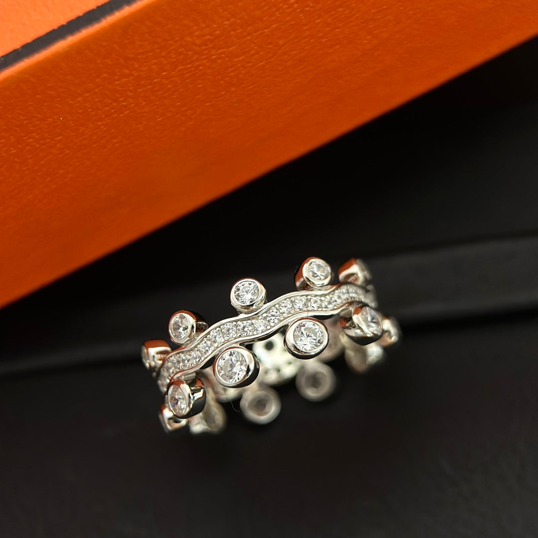 18K Vine Flower Dewdrops Diamond Hermès Ring