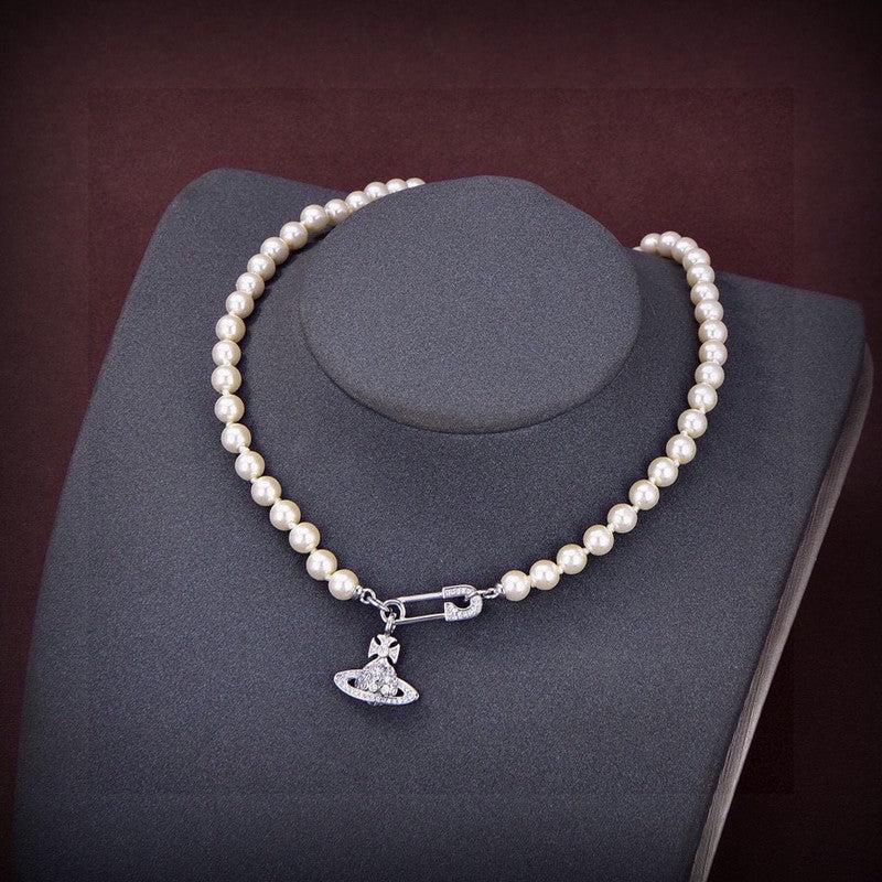 18K Vivienne Westwood Mini Bas Relief Pearls Necklace