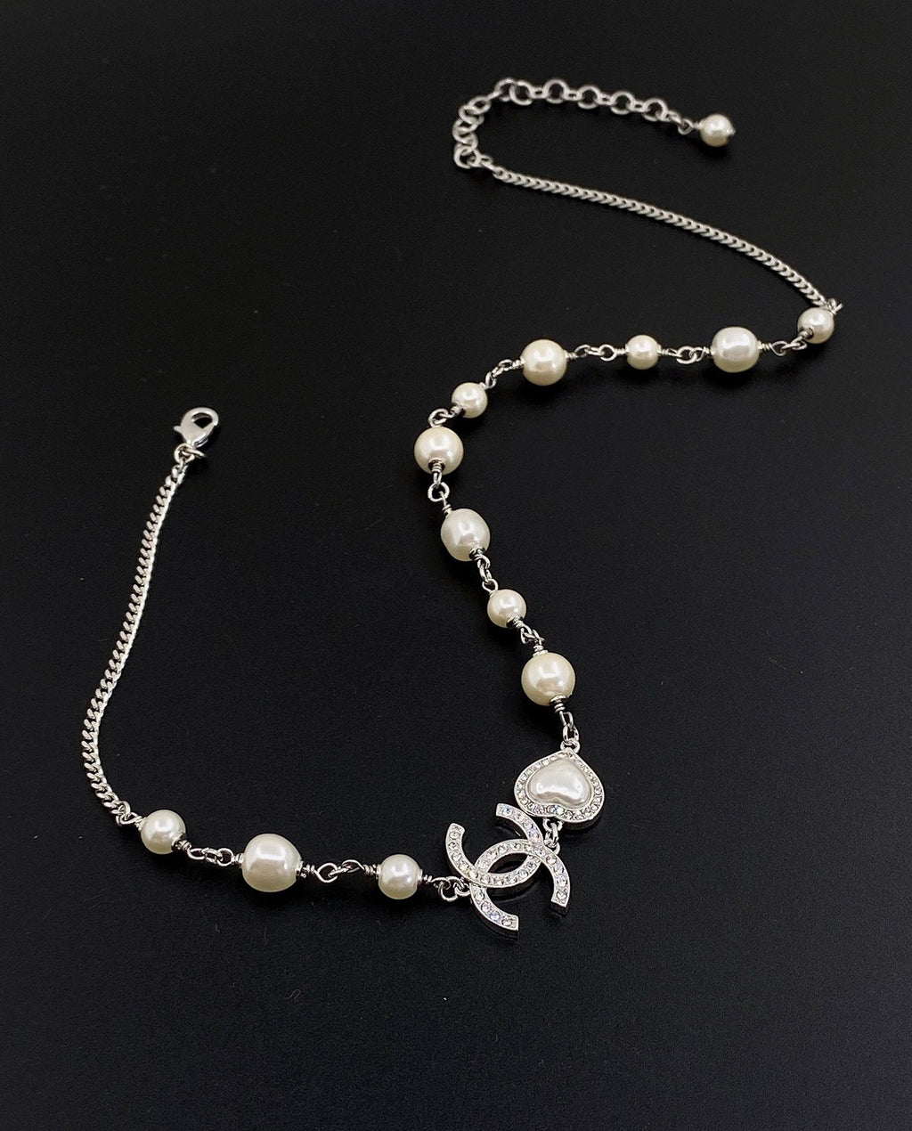 18K Chanel Pearls Crystals Necklace