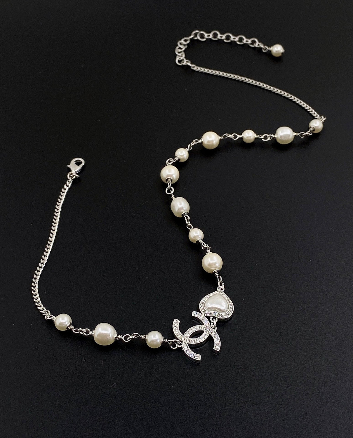 18K Chanel Pearls Crystals Necklace