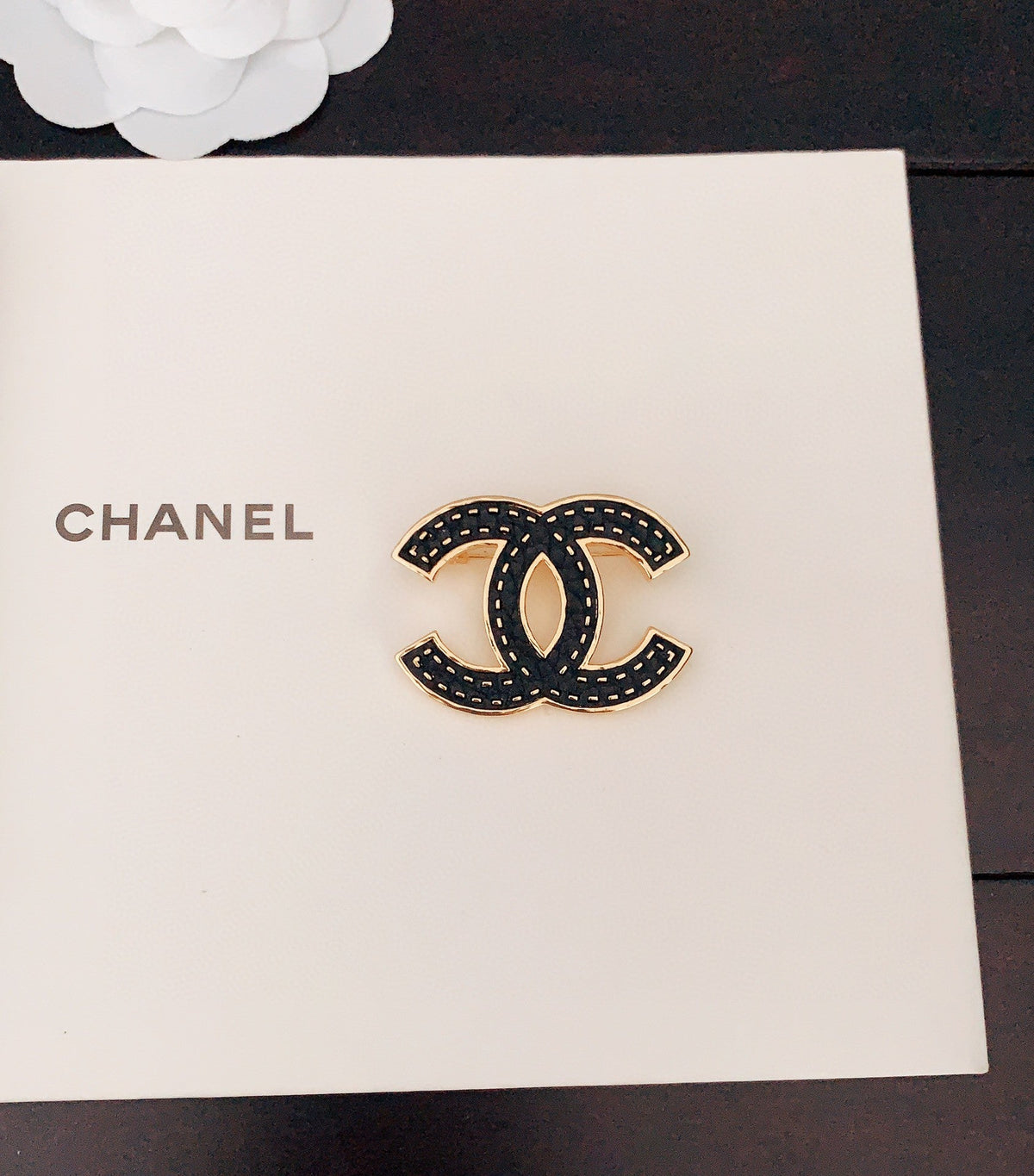 18K Chanel Black Brooch
