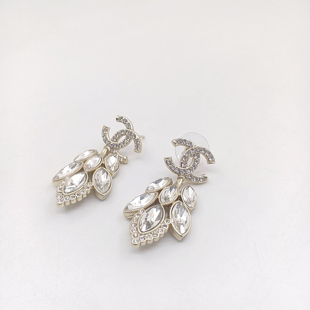 18K Chanel Crystals Pendant Earrings