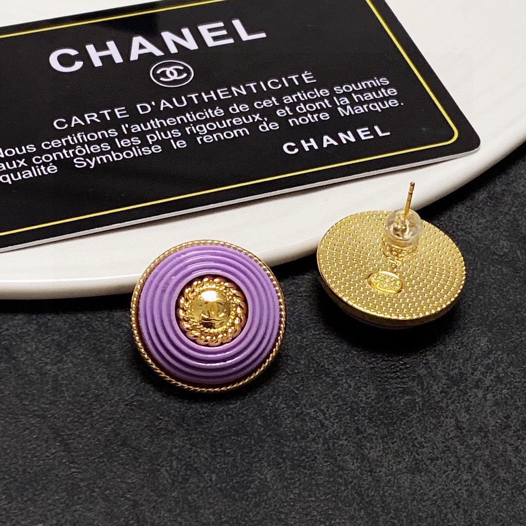 18K Chanel Purple Resin Earrings