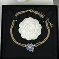18K Chanel 26C Blue Flower Choker Necklace