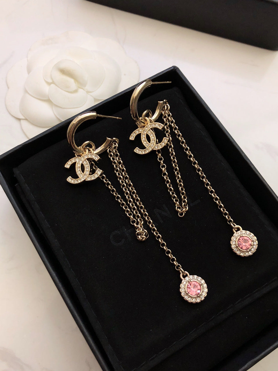 18K Chanel Tassel Crystals Earrings