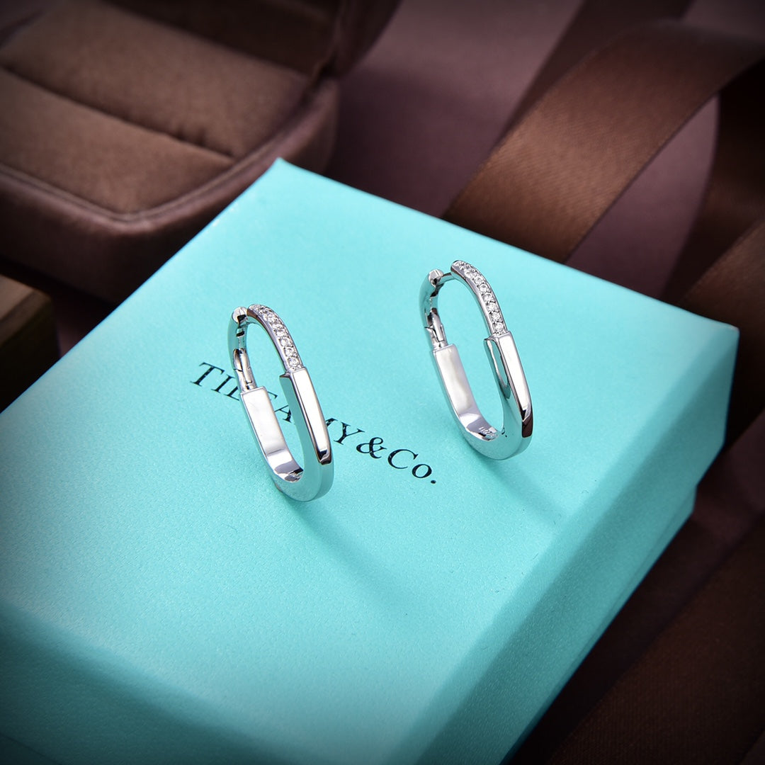 18K Tiffany & Co. Lock Diamonds Medium Earrings
