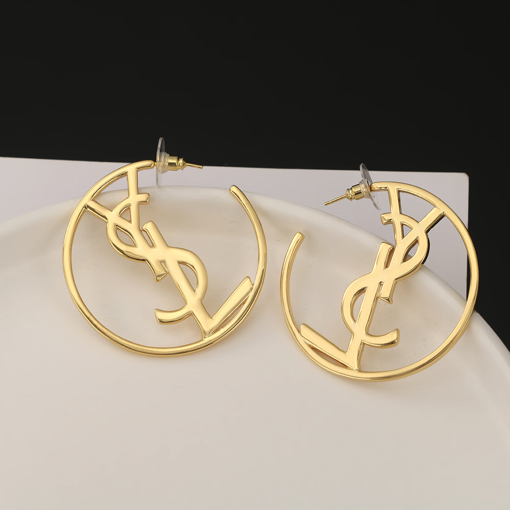 18K Saint Laurent YSL Monogram Earrings