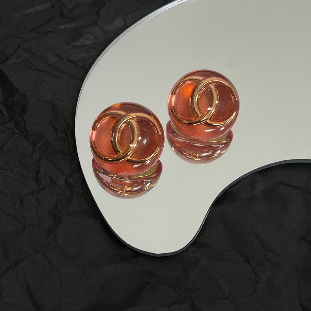 18K Vintage Chanel Red Crystal Earrings