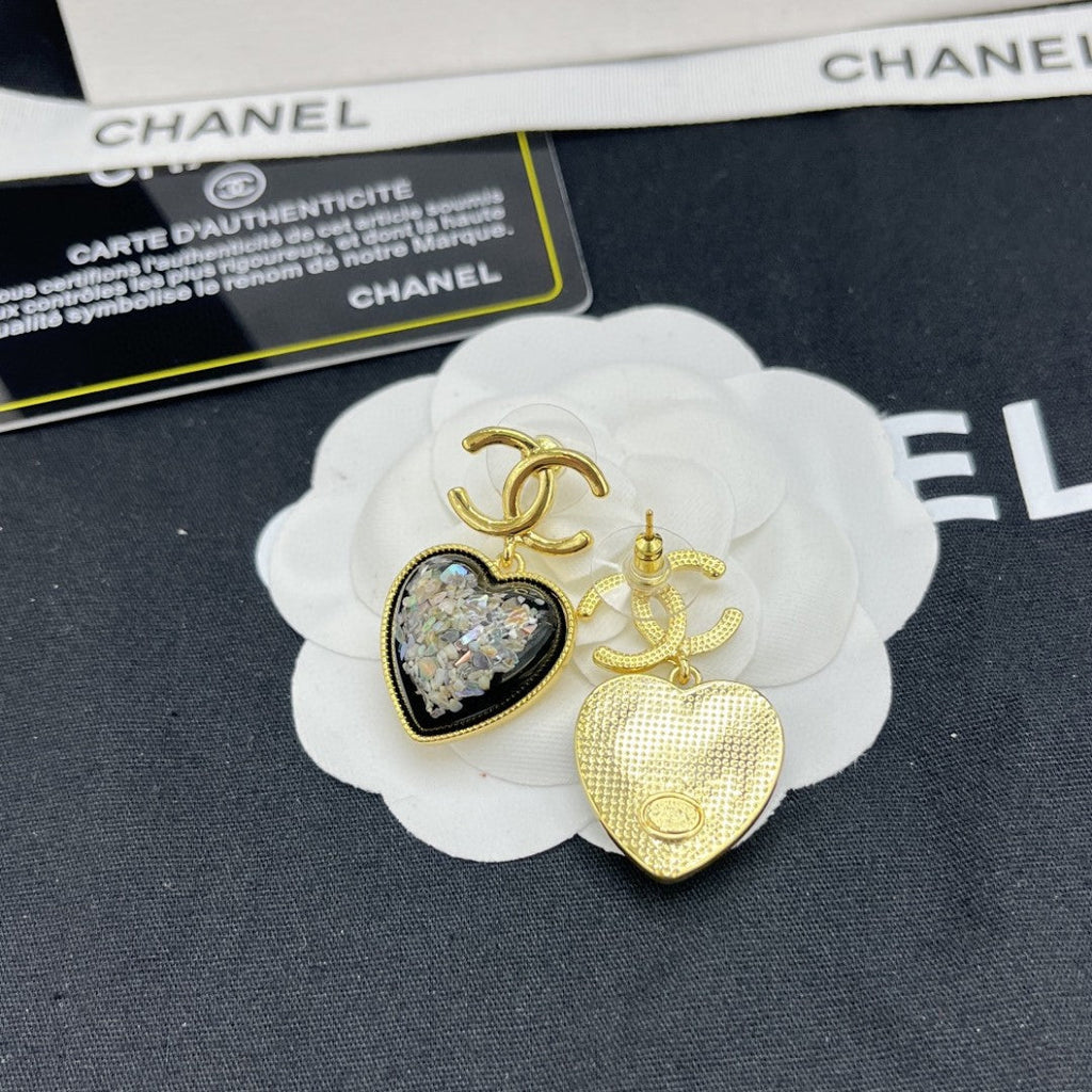 18K Chanel Multi-Color Crystals Heart Earrings