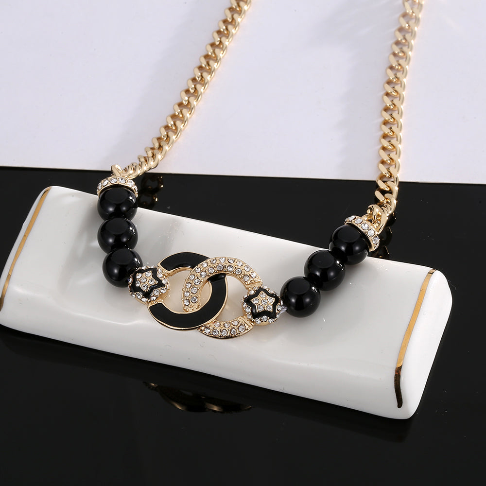 18K Chanel Black Pearls Diamonds Necklace