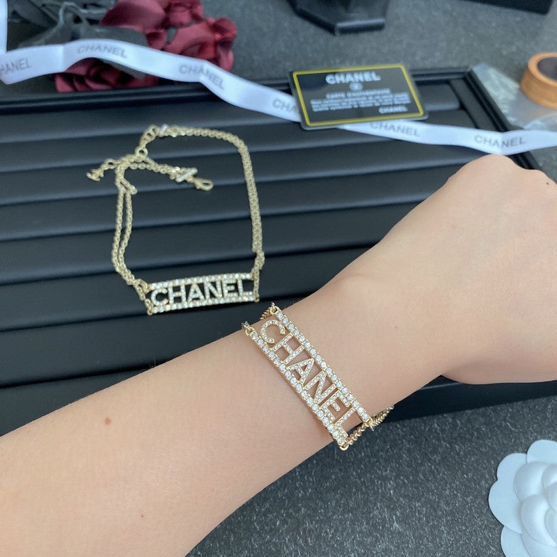 18K Chanel Letter Diamond Choker Necklace