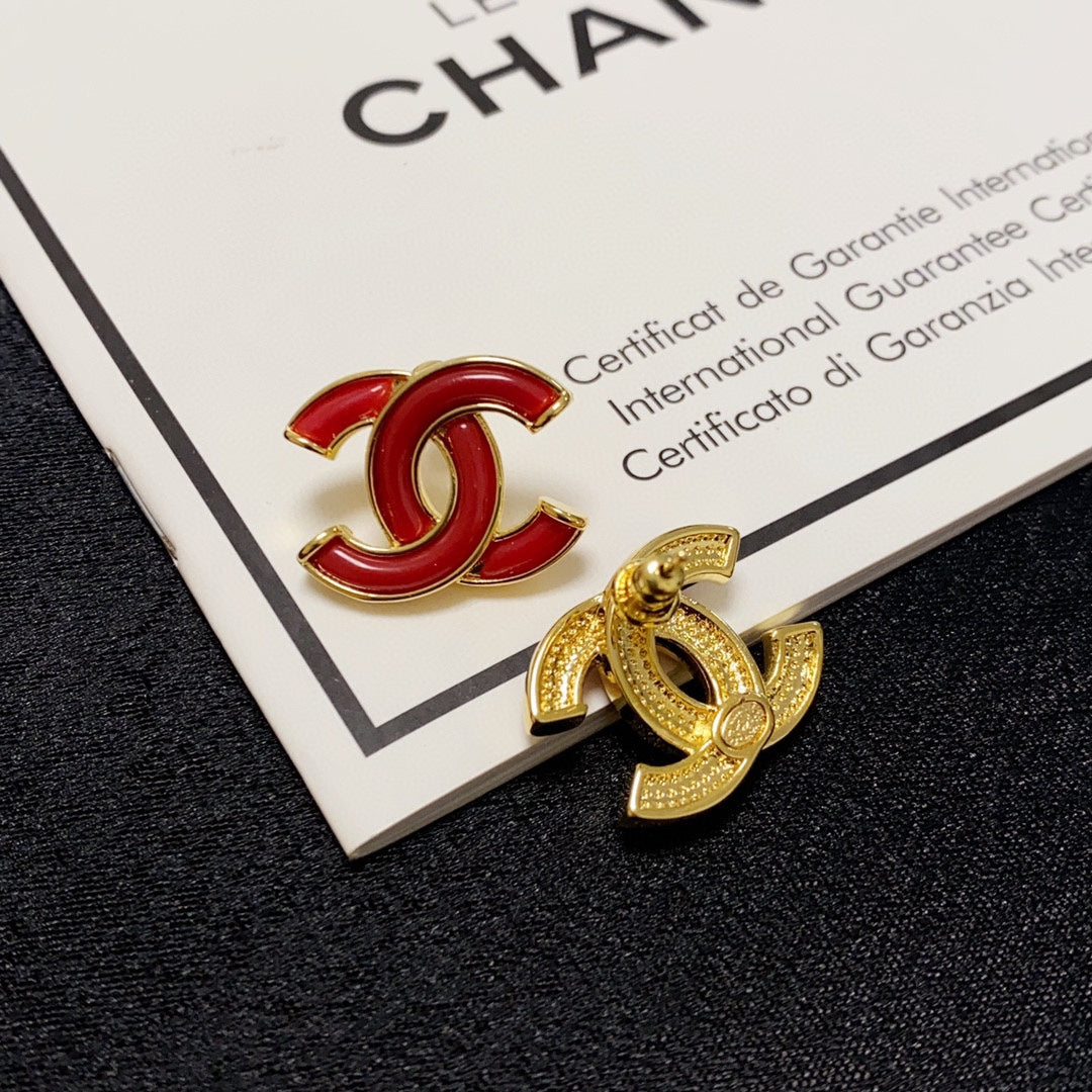 18K Chanel Red Resin Earrings