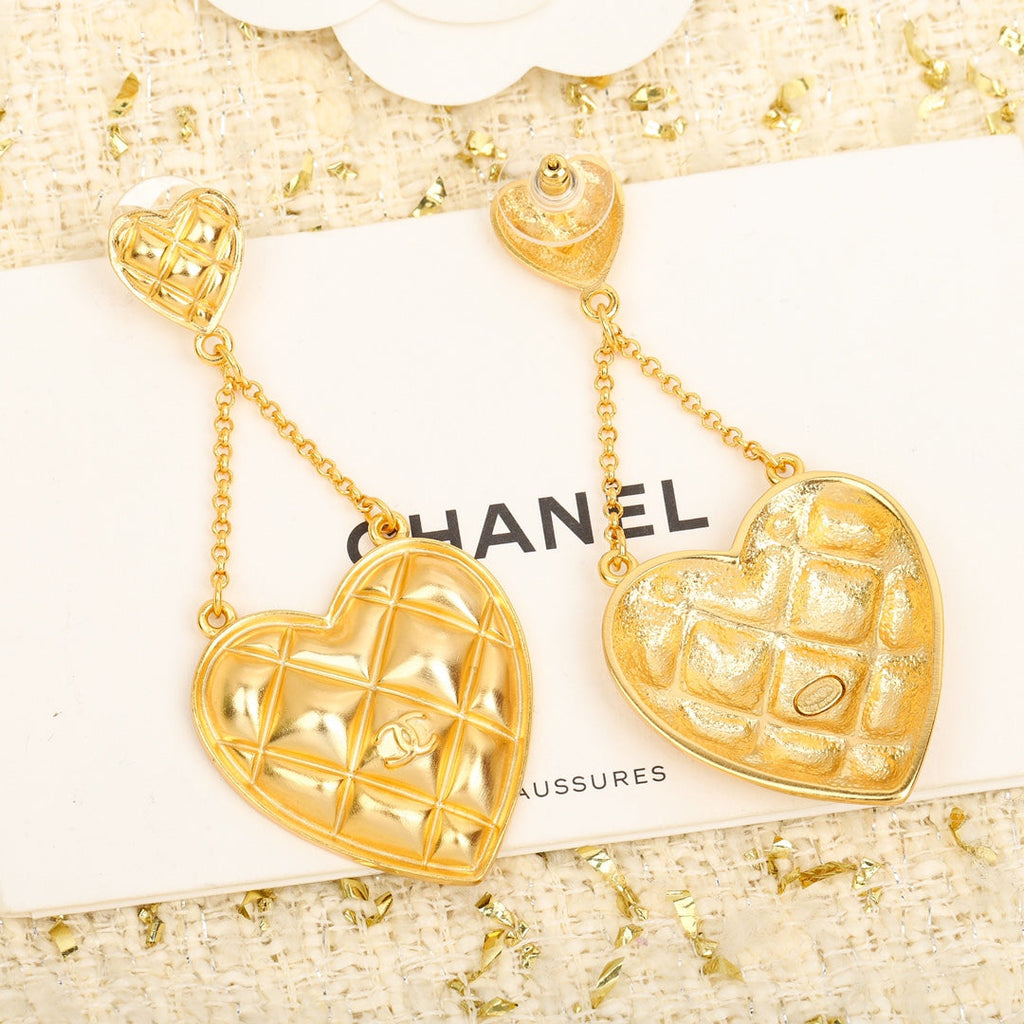 18K Chanel Coco Crush Heart Pendant Earrings