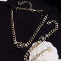 18K Chanel Black Logo Gold Chain Necklace