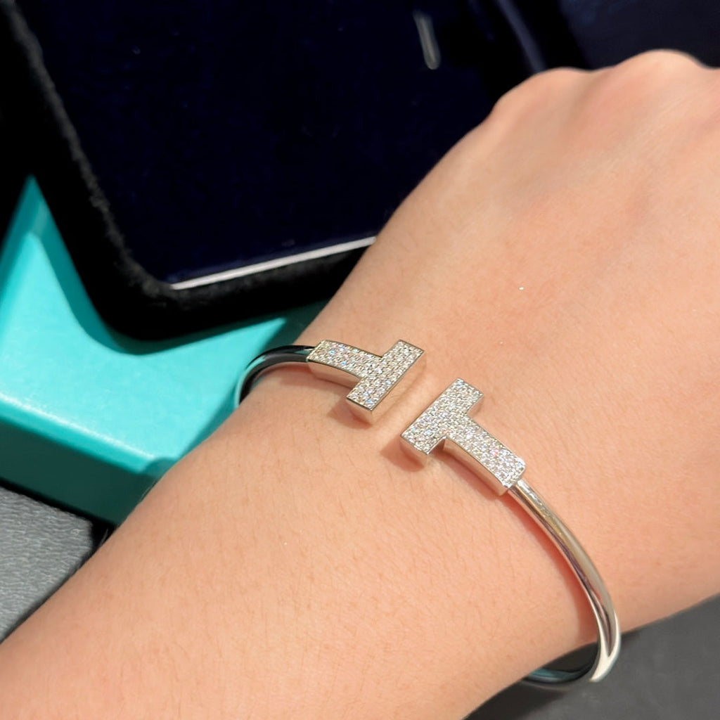 18K Tiffany & Co. Wide Diamond Wire Bracelet