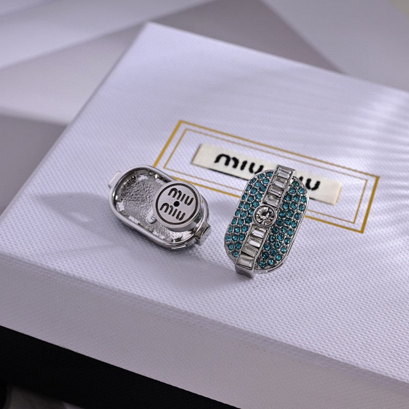 18K Miu Miu Green Crystals Earrings