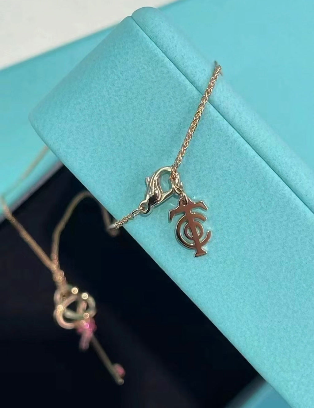 18K Tiffany & Co. Keys Woven Pink Diamonds Medium Necklace