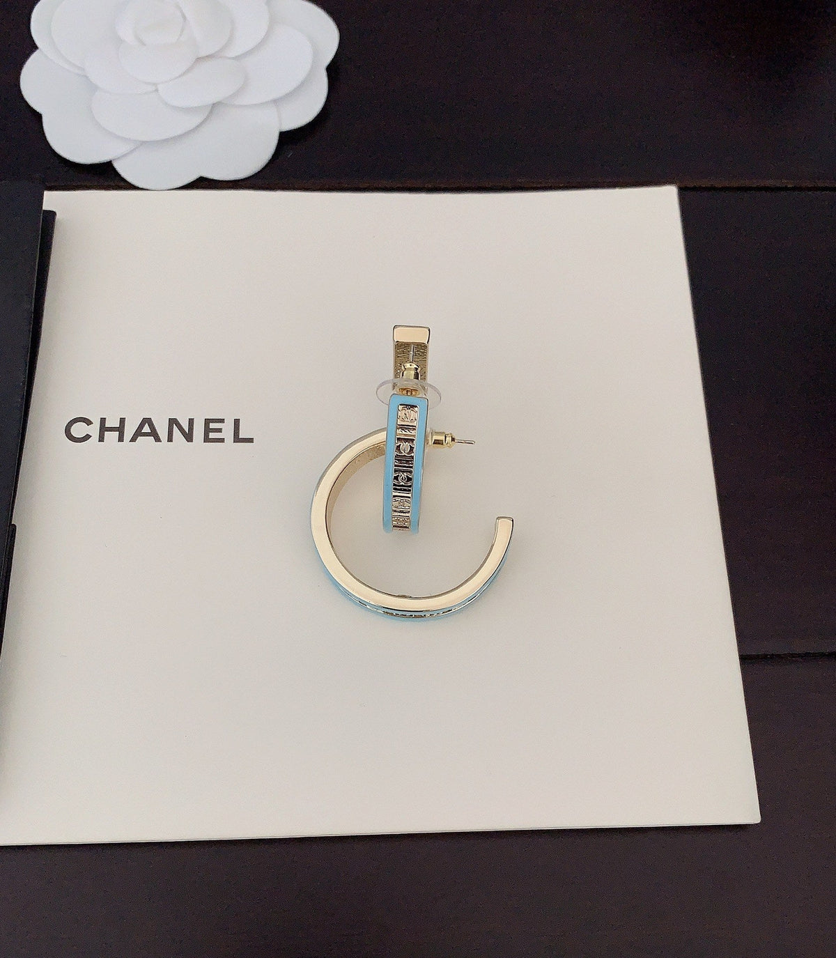 18K Chanel Blue Resin Earrings