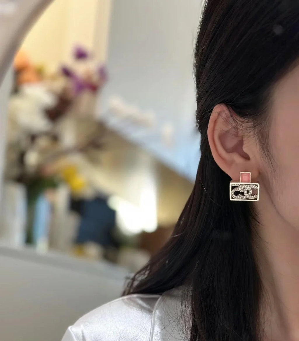 18K Chanel Square Diamond Earrings