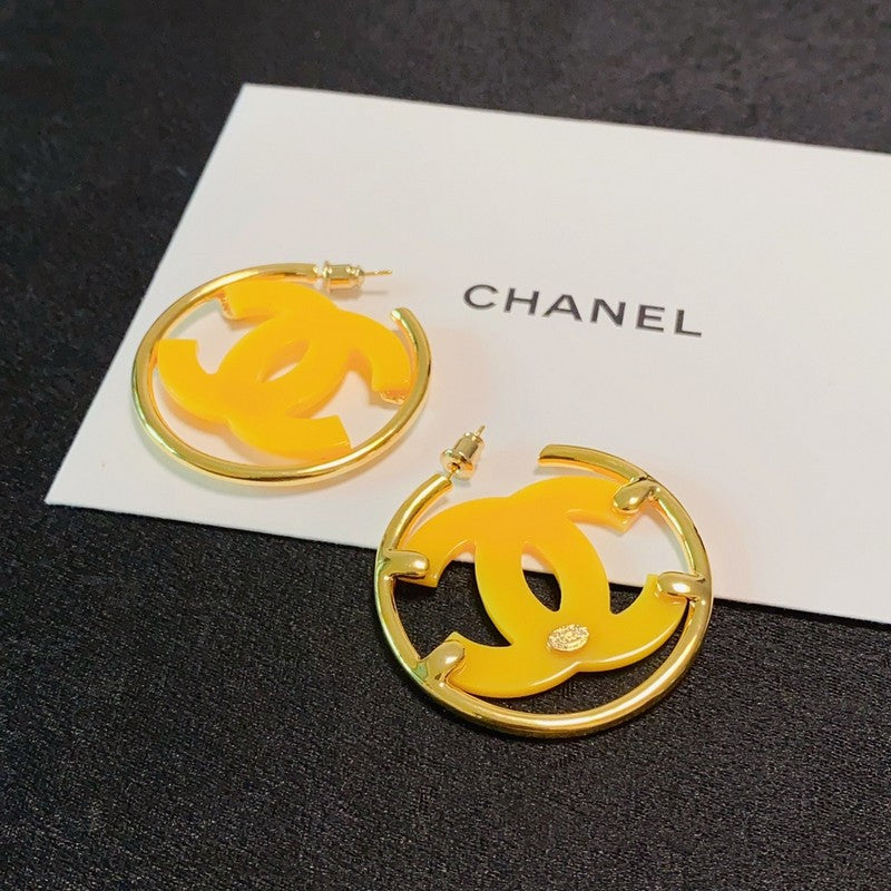 18K Chanel Color Logo Earrings