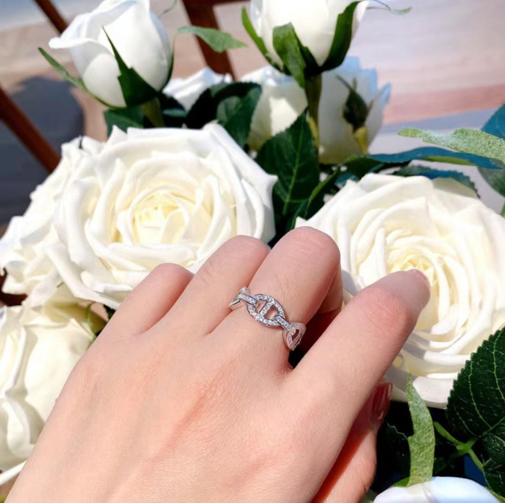 18K Chaine d'Ancre Enchainee Diamond Hermès Ring
