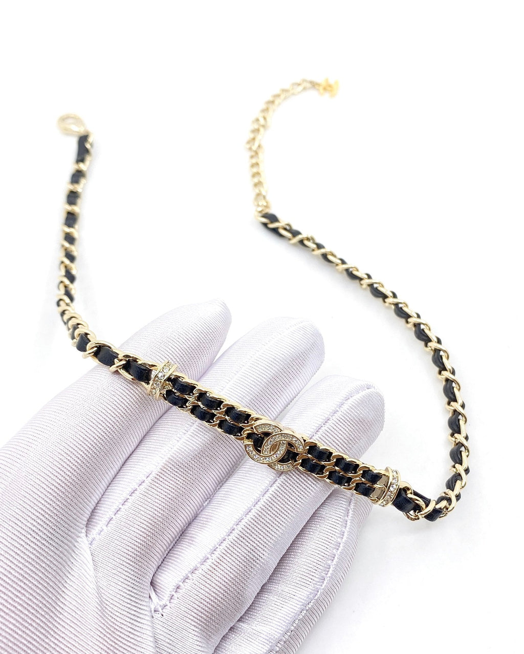 18K Chanel Leather Choker Necklace