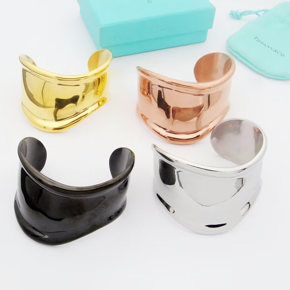 18K Tiffany & Co. Elsa Peretti Small Bone Cuff Black Bracelet