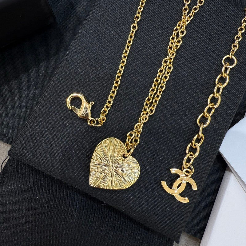 18K Chanel Black & Red Heart Gold Necklace