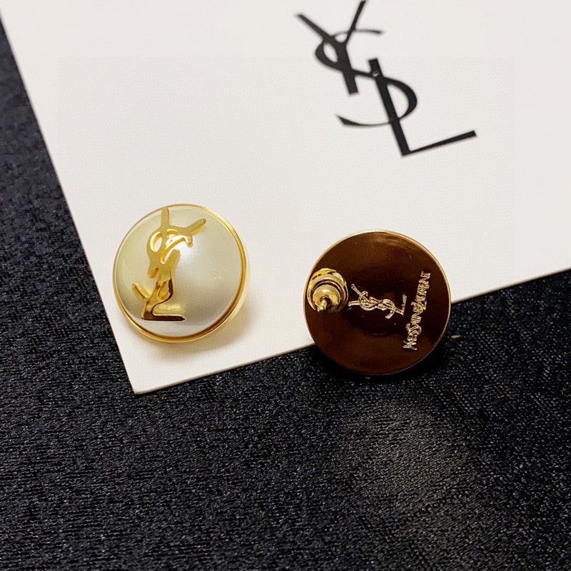 18K Saint Laurent YSL White & Red Earrings