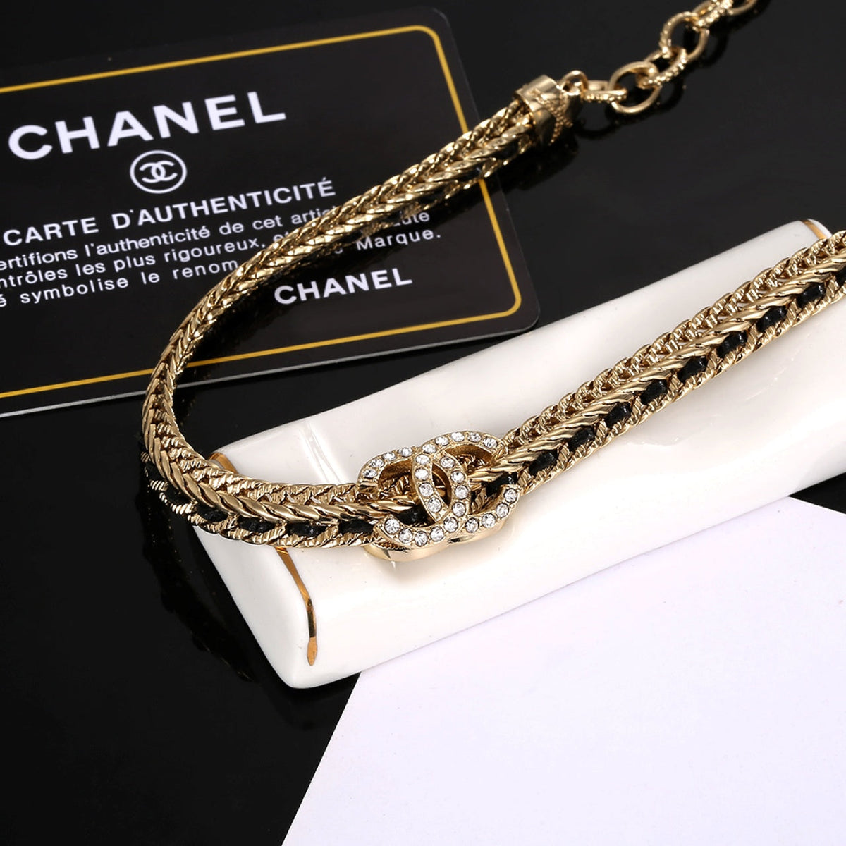 18K Chanel Strass Chain Choker Necklace