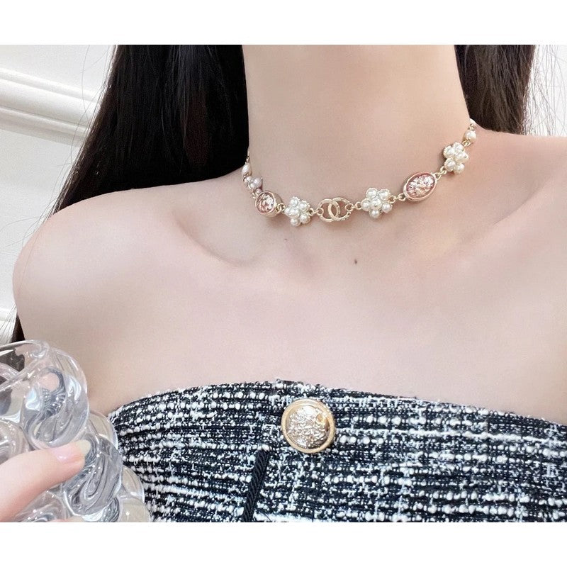 18K Chanel Black & Orange Crystal Choker Necklace