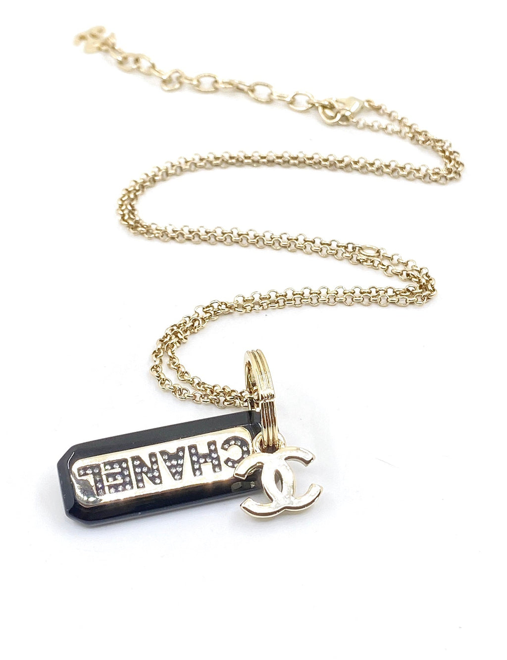 18K Chanel Black Plate Chain Necklace