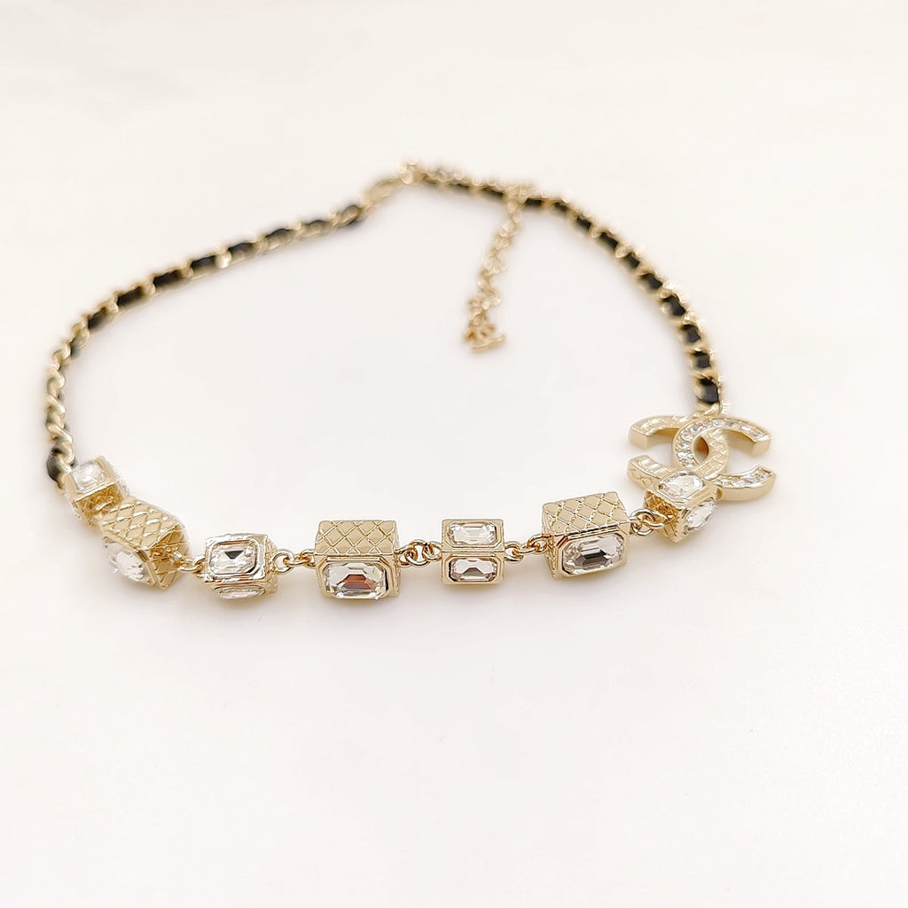 18K Chanel Square Crystal Choker Necklace